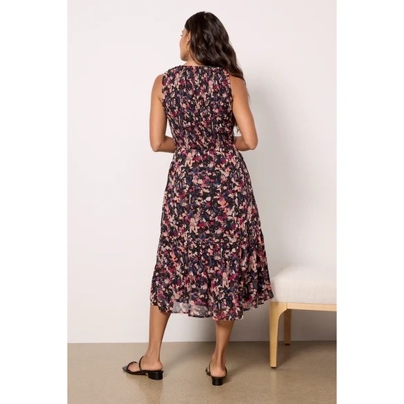 Evereve Womens Smocked Floral Midi Dress Boho Cottage Garden Flowy Romantic - Picture 3 of 10